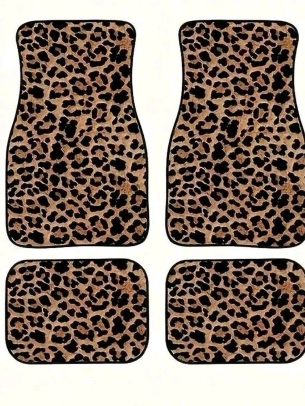 Leopard Print Faux Fur Car Floor Mats - 4 Piece Set